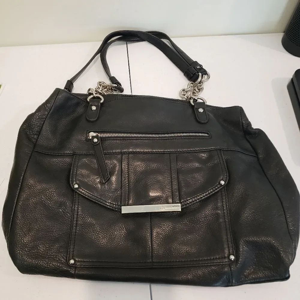 B Makowsky Black Leather Bag